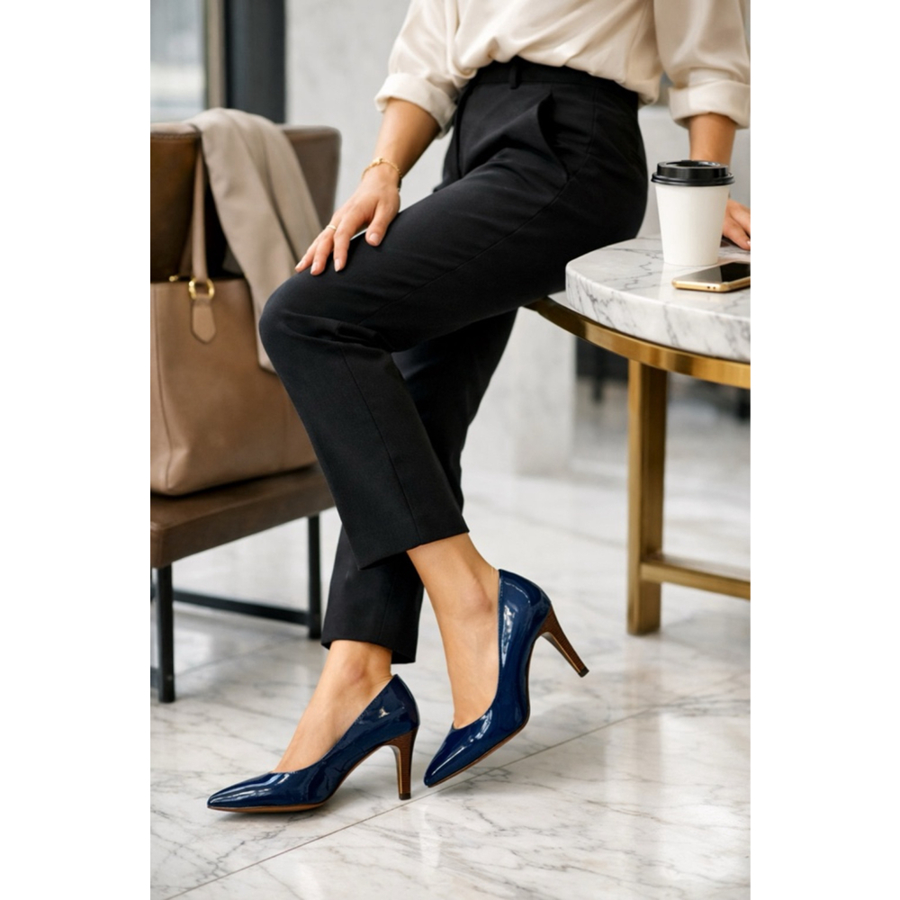 Coach Nala Blue Patent Leather Pointed Toe Heels 7.5B Stiletto Pumps